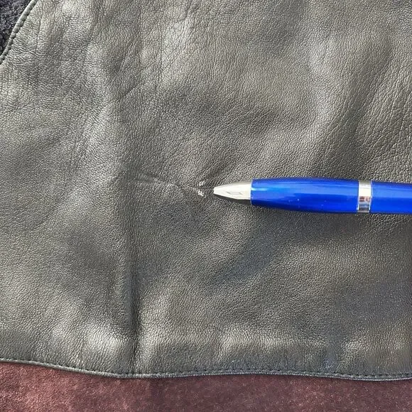 Vtg 90s Saxony Collection Leather Patchwork 3D Sweater Abstract Pattern Sz 1XB